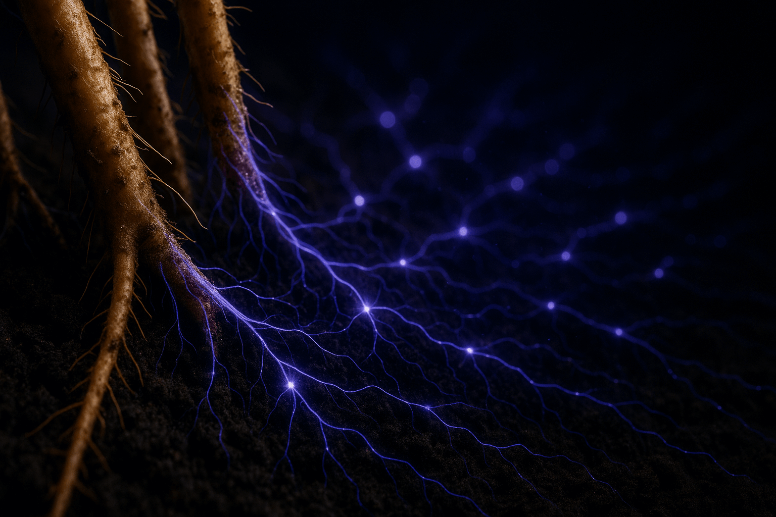 Close-up of a plant with visible electricity or lightning effect on a dark background